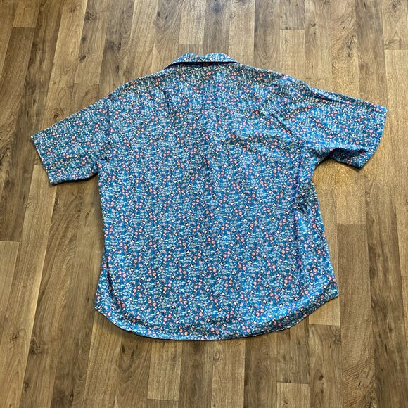 Tailorbyrd Blue Floral Short Sleeve Men's Button Down Shirt Size XXL - Picture 2 of 7